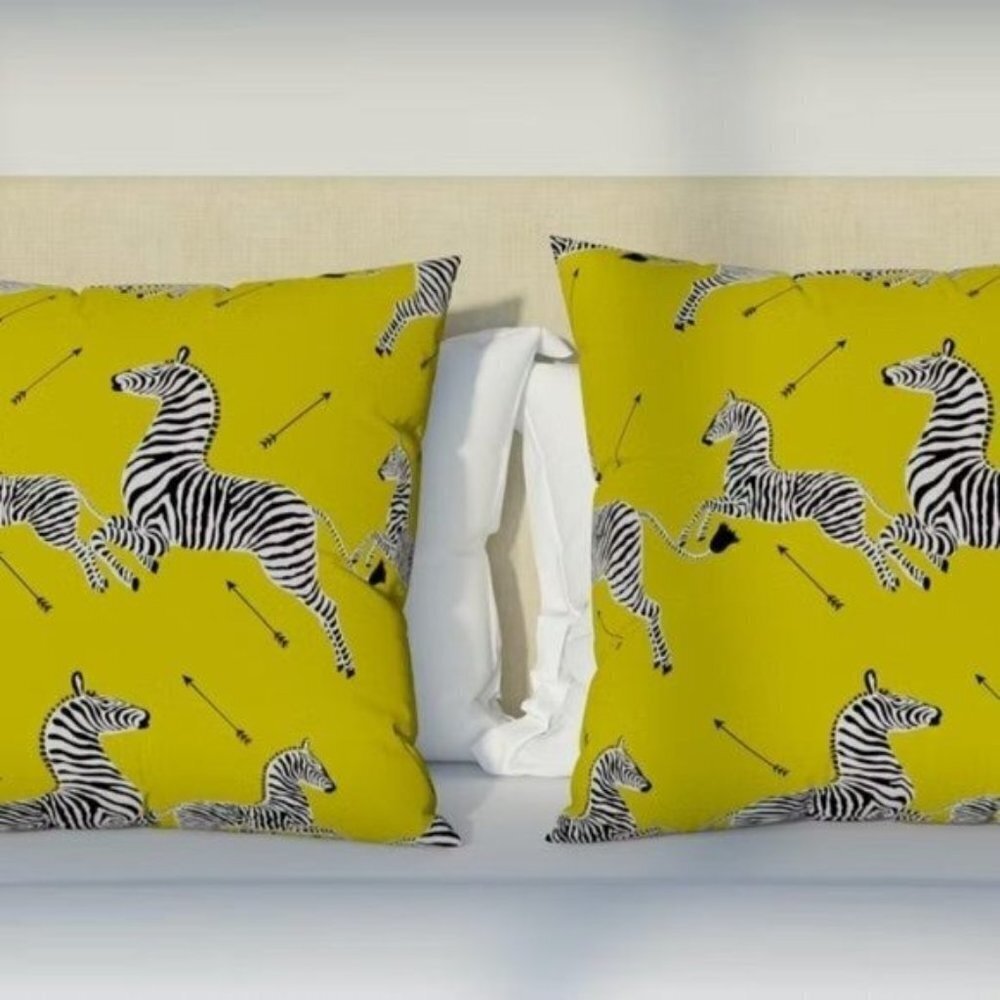 Yellow Zebra Bedroom Pillows from The Inside - Bedroom Decor - Pillow Set